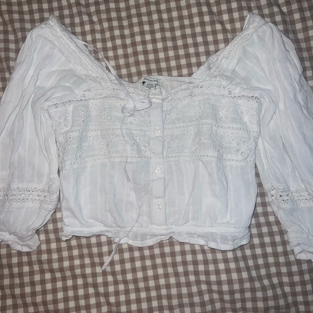 White Lace American Eagle Top